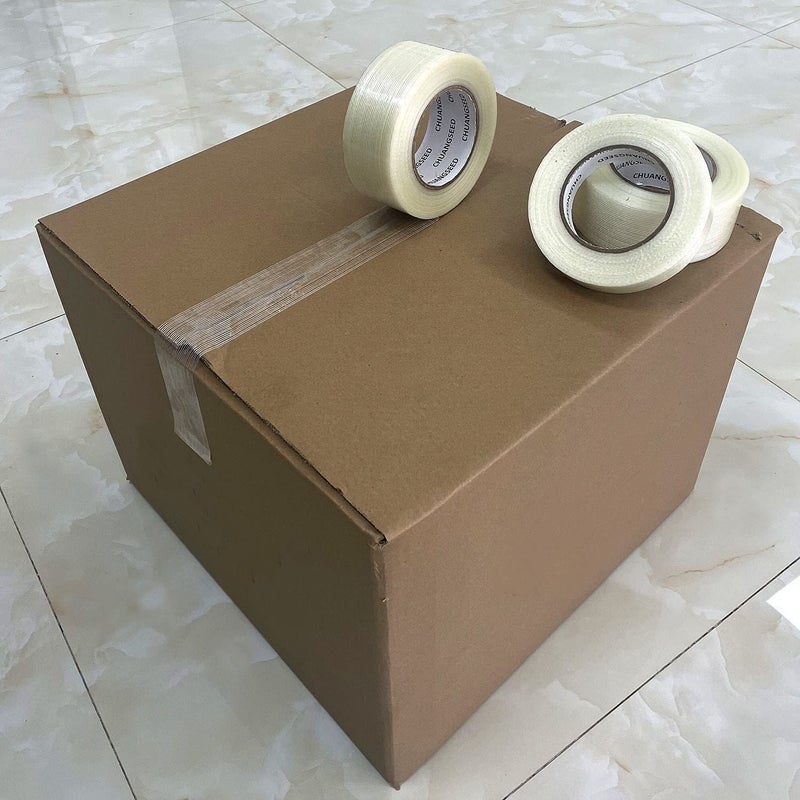 CHUANGSEED شريط تثبيت أحادي الخيوط 3 عبوات 6.2 مل x 2 بوصة x 60 ياردة درجة تجارية ثقيلة الشفافية معززة بشريط الألياف الزجاجية - Image 3